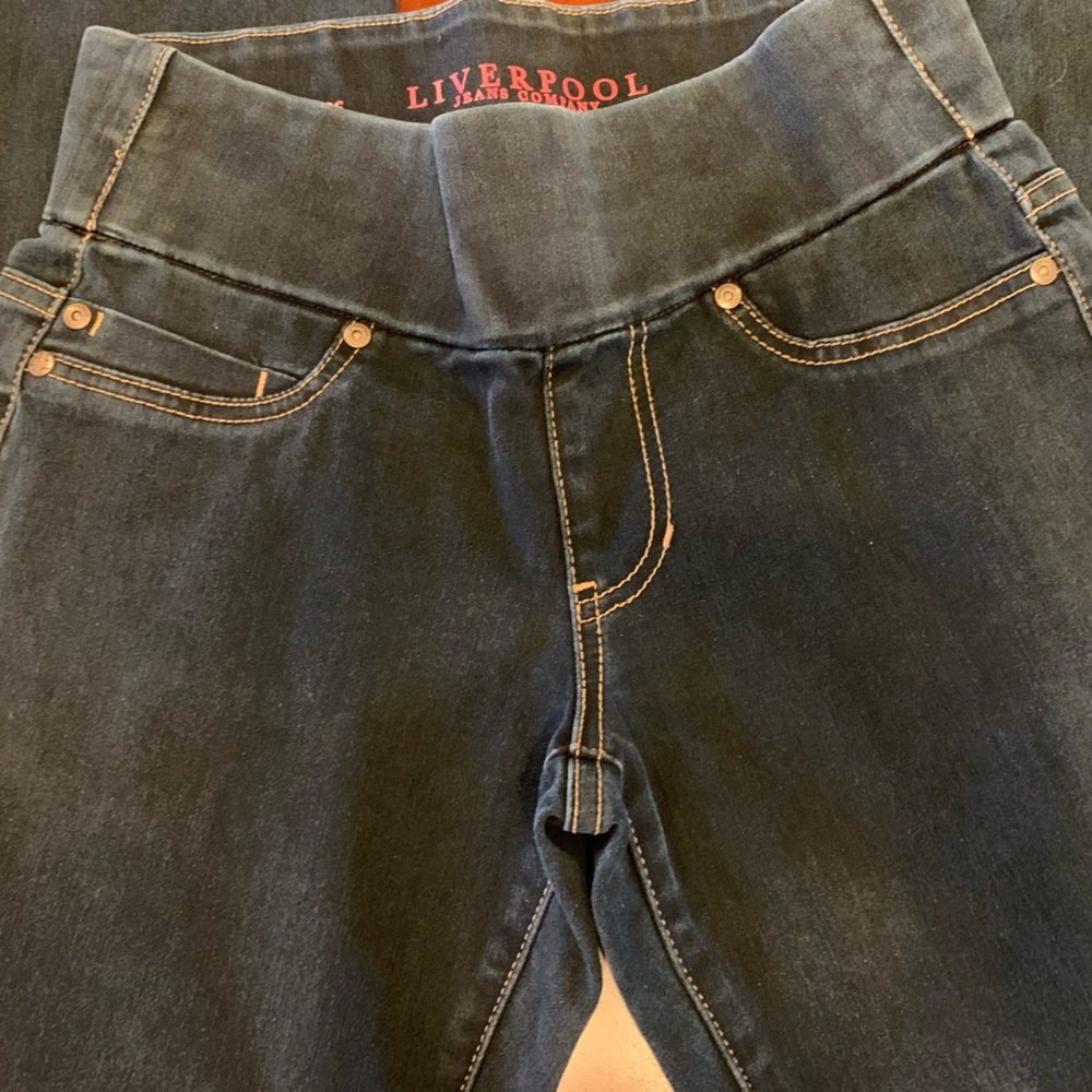 Liverpool pull on jeans with wide waistband. Like new,worn once. Size 2